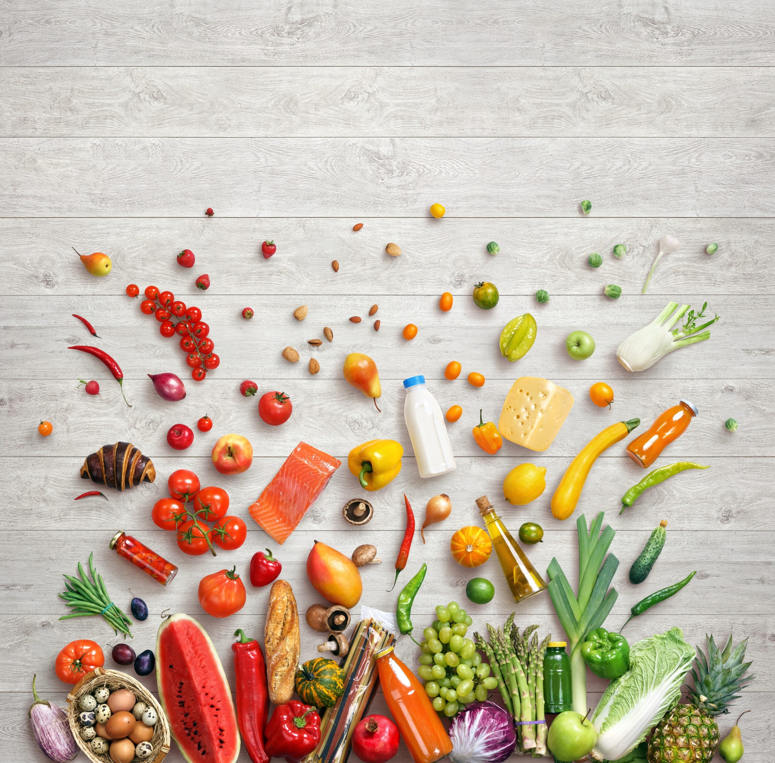 Studio photo of different fruits and vegetables
