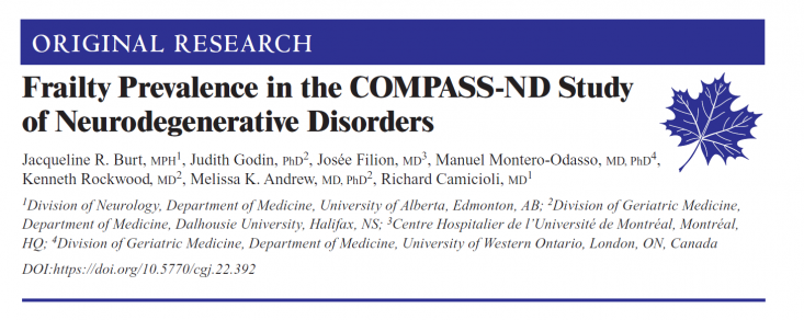 Le premier article publié utilisant les résultats de COMPASS-ND souligne l’importance de considérer la fragilité dans l’évaluation des maladies neurodégénératives.